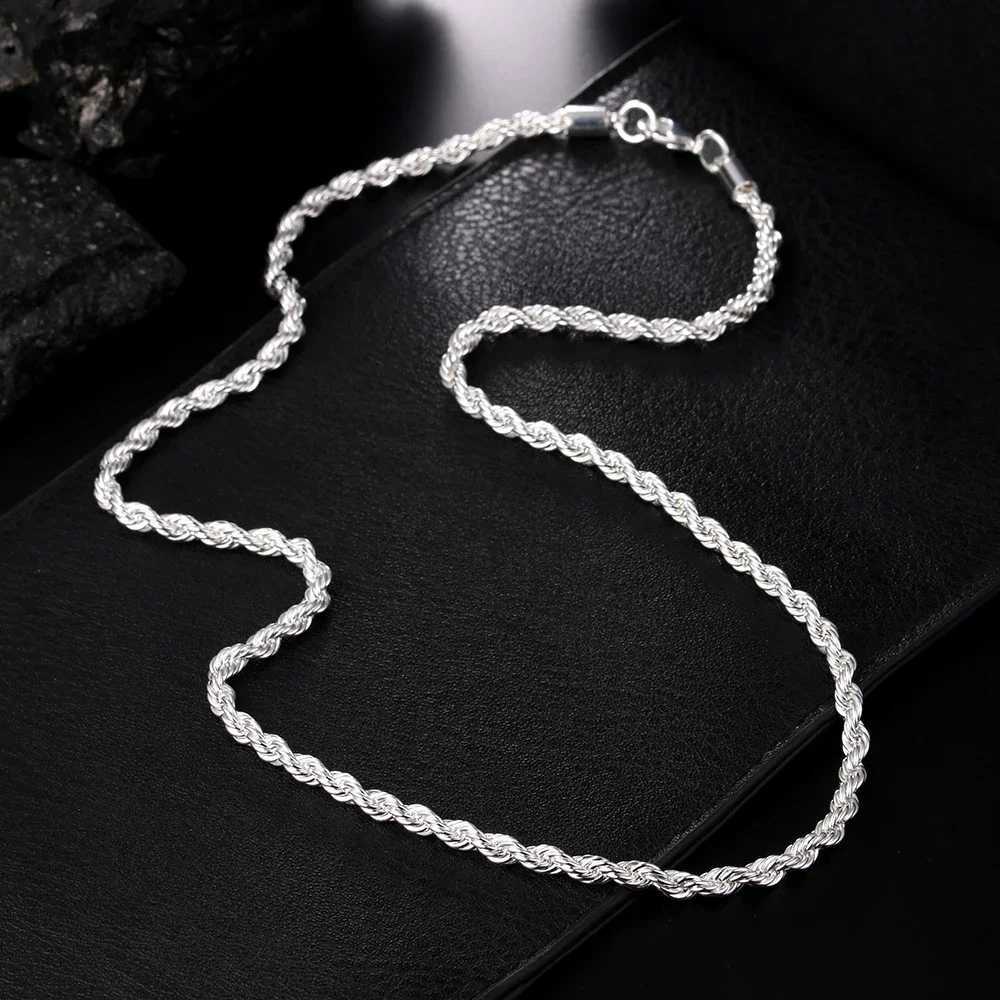 Hot Charms Fine 4MM Rope Chain 925 Sterling Silver Necklaces for Women Men Classic Fashion Jewelry Wedding Party Holiday Gifts XJ250708