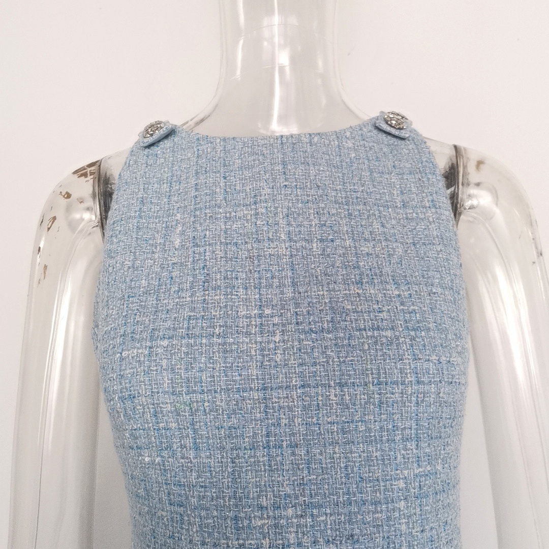 new Free shipping designer dress for women Fashionable dress with waist cinching and slimming effect washed mid length skirt