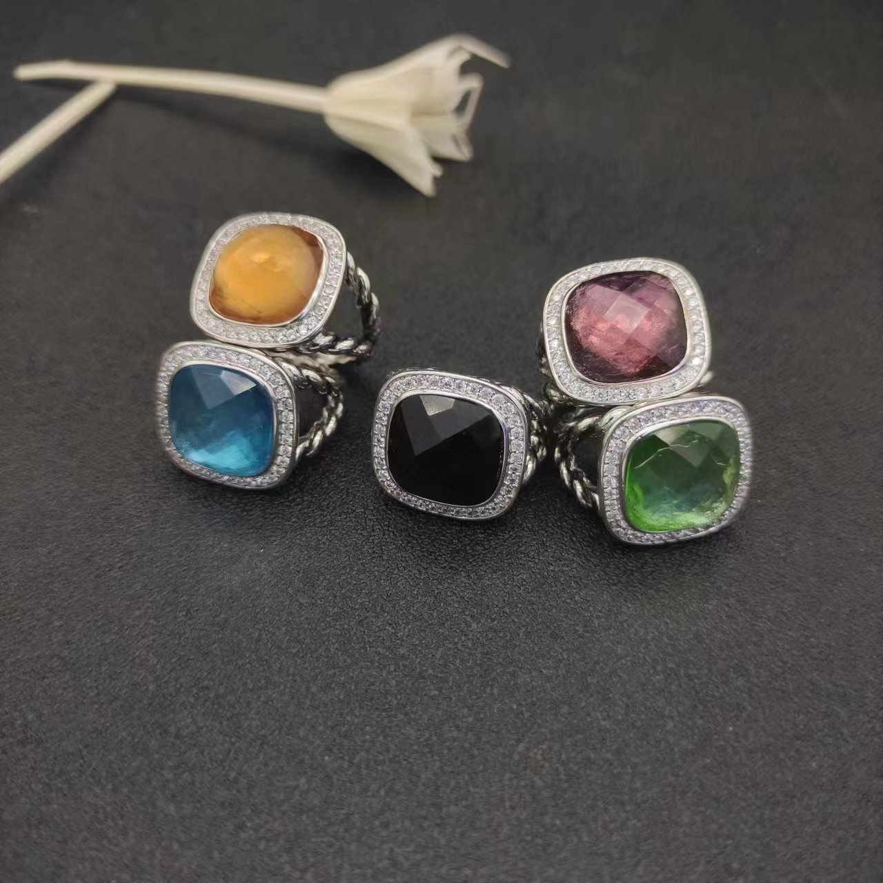 14mm square Diamond Ring Designer For Woman Mens Gold Ring Mens Moissanite Ring Love Ring Twisted Women Braided Cross Classic Fashion Jewelry Silver Gemstone Rings