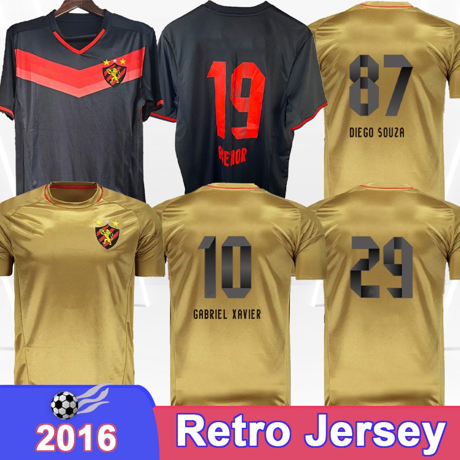 2016 Sport Club do Recife RODRIGO NETO Retro Soccer Jersey RITHELY AGENOR Away Black Red Vintage Football Shirt Short Sleeve Adult Uniforms