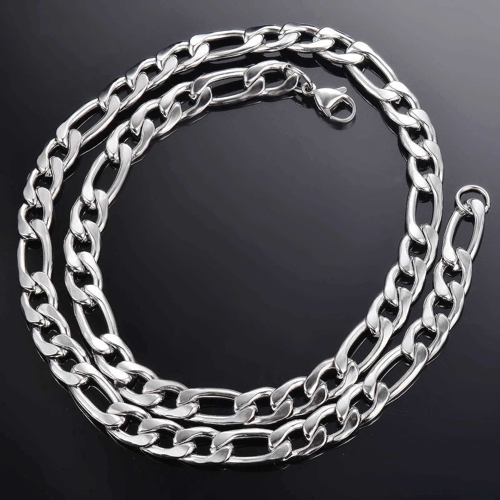 New Trendy Cuban Chain Men Necklace Classic Stainless Steel 3/5/7/9mm Width Chain Bracelet For Men Women Jewelry Gift XJ250708