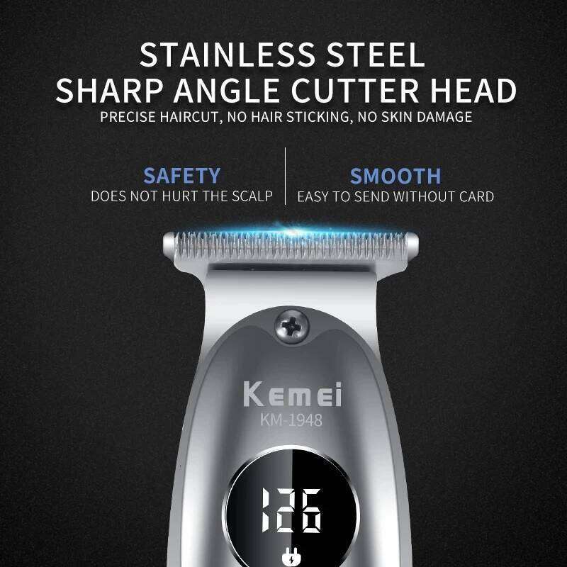 Kemei KM-1948 Golden Professional Trimmer LED Display Metal USB Charging Electric Men'S Hair Clipper