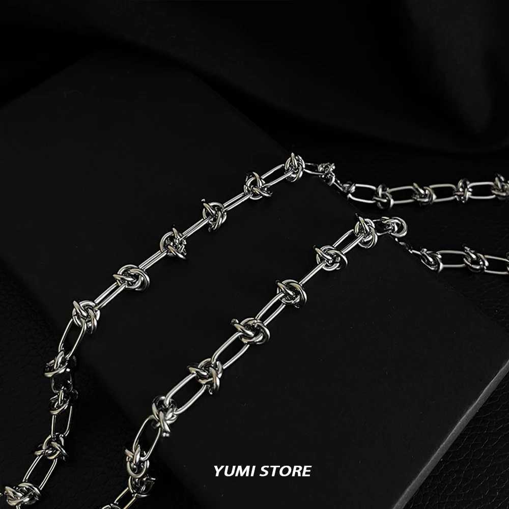 Hip Hop Titanium Steel Necklace For Men Women Trend Wrapping Rope Knot Collar Chain Unisex Choker Jewelry Kpop Accessories XJ250708