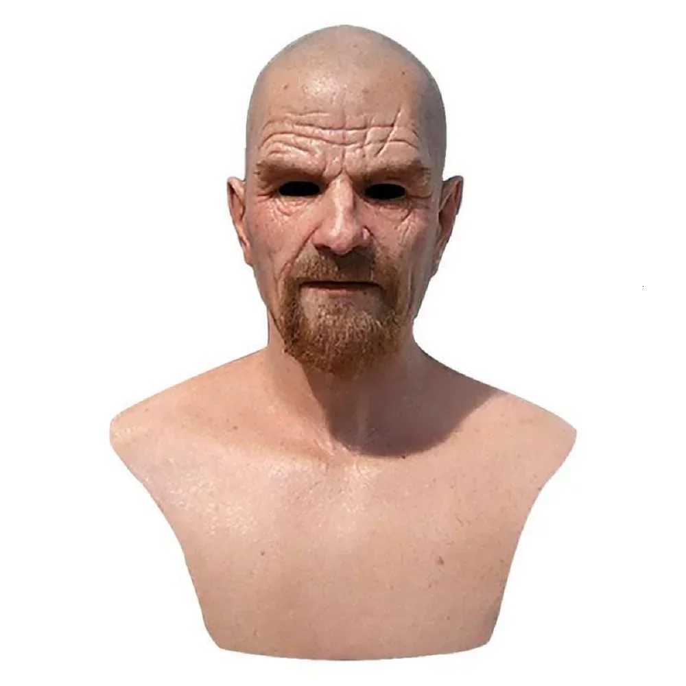 Vintage Bald Mans Realistic Mask White Wrecked Bad Walter Mask Adult Heisenberg Latex Mask Halloween Roleplaying Festival M250728