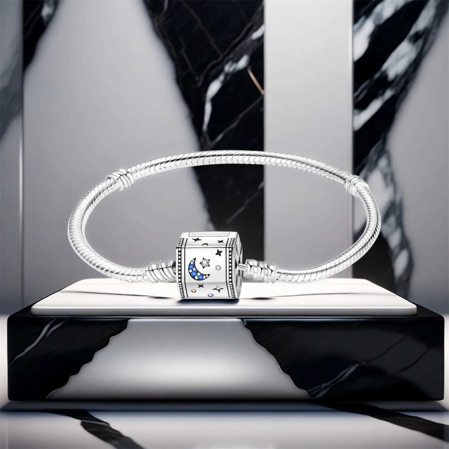 Orstarry New 925 Sterling Silver Rotating Star Bracelet Chain Link Women Bracelet Festival Jewelry Party Trendy Gifts W250728