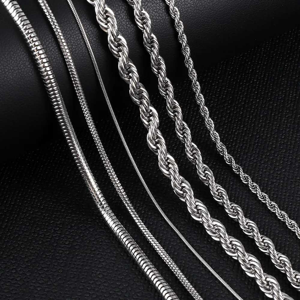 Luxukisskids Dainty Classic Gold/Silver Color Rope Chain Necklaces Women/Men Stainless Steel Solid Round Snake Chains CollierXJ250708