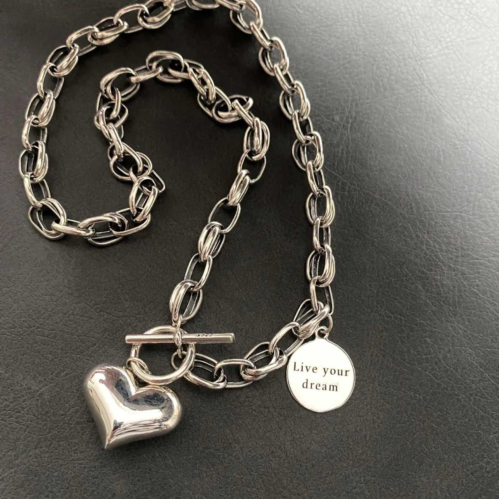 Sterling Silver Heart Necklace Geometric Punk Style for Women and Girls Perfect Jewelry Gift Z250910