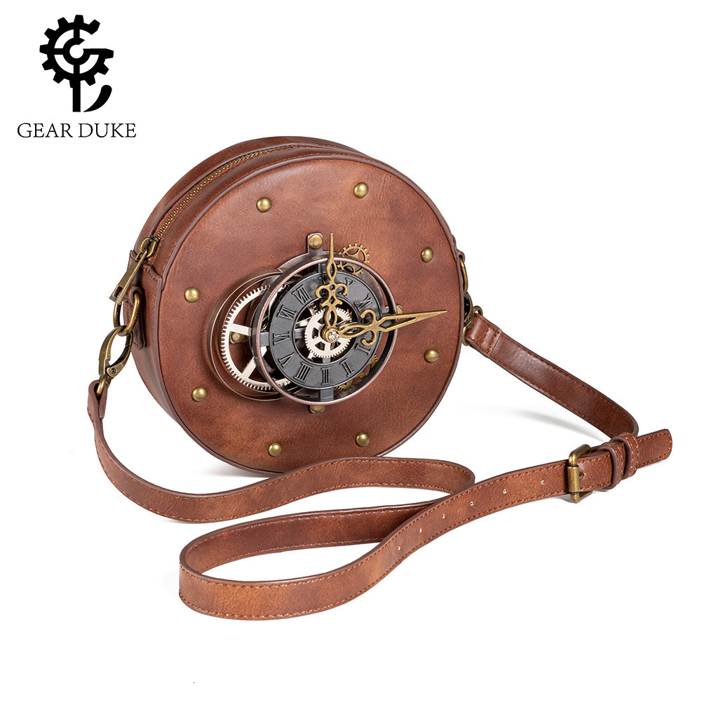 New Women Steampunk Women's Shoulder Crossbody PU Leather Wind Round Motorcycle Bag ddmymoon