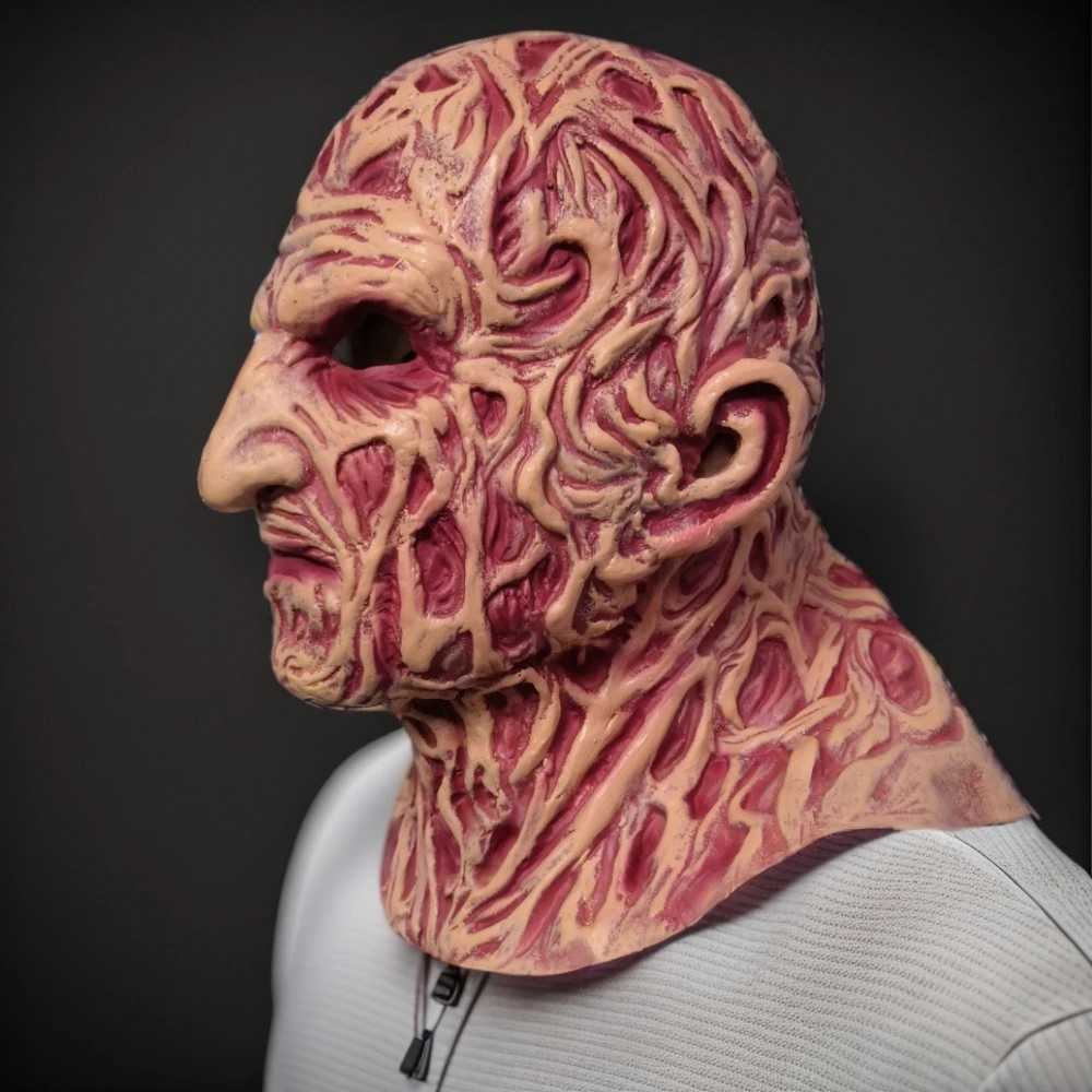 Freddy Krueger Full Face Cosplay Mask Horror Latex Headgear for Halloween Nightmare on Elm Street Party Costume AccessoryXJ250728