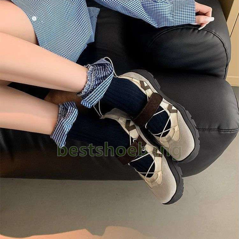 designer running shoes thick sole trainers womens sneakers retro patchwork velcro round-toe durable casual ballet style outdoor shoes