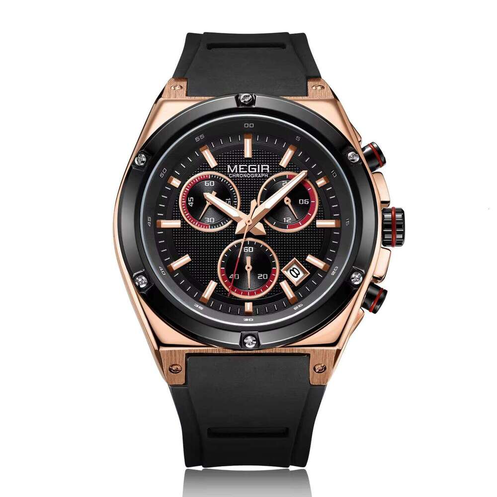 MEGIR Men's Sports Chronograph Watch - Silicone Strap, Waterproof, Luminous, 45mm - 2025 Spring Collection Watch
