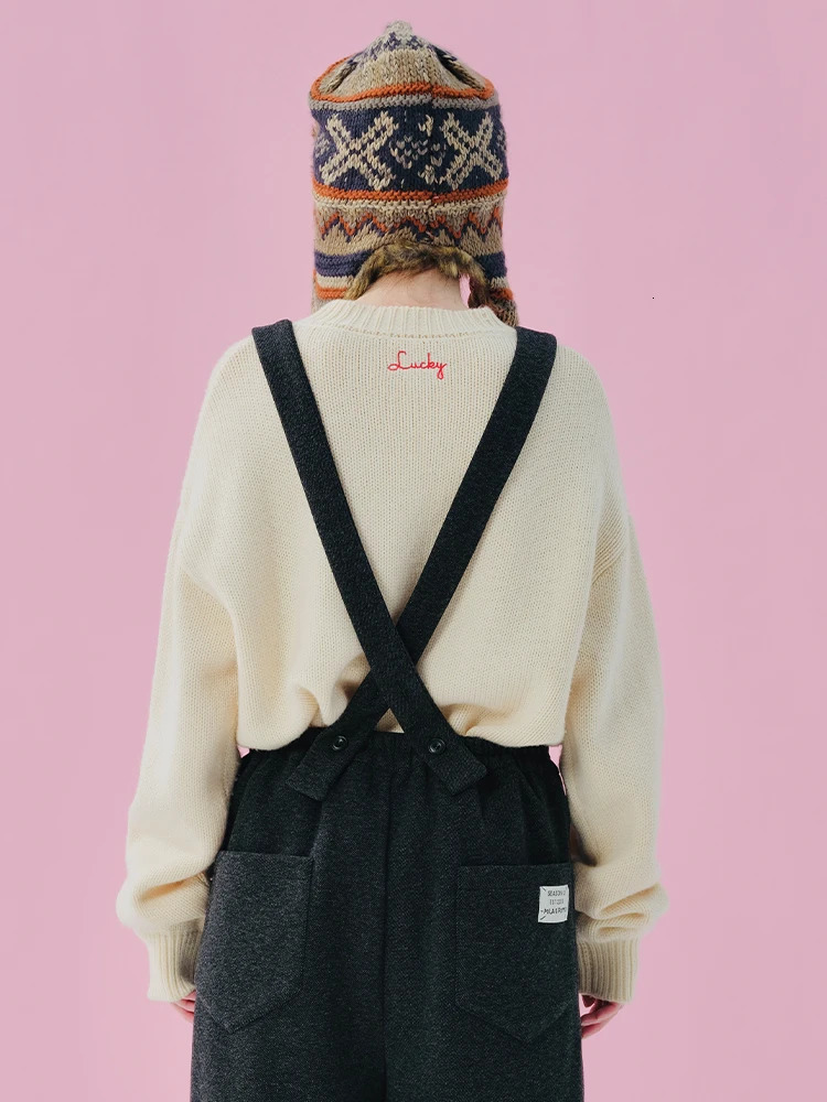 IMOKOKONI original n round neck pullover with red letter print warm sweater for women 244946 250728