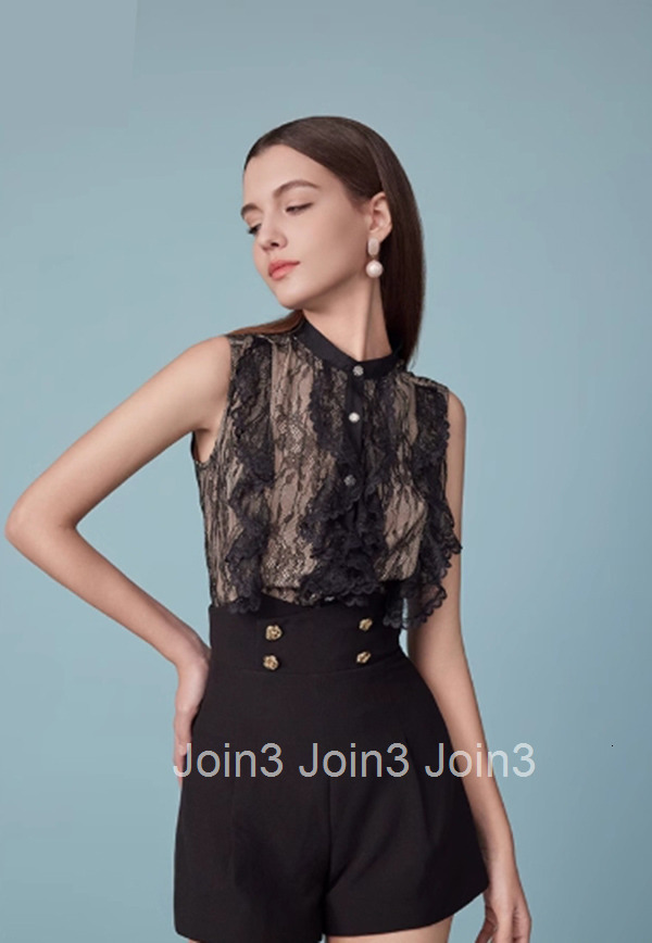 Summer New Stand Collar French Light Luxury Top for Women Elegant Romantic Lace Blouse 2234