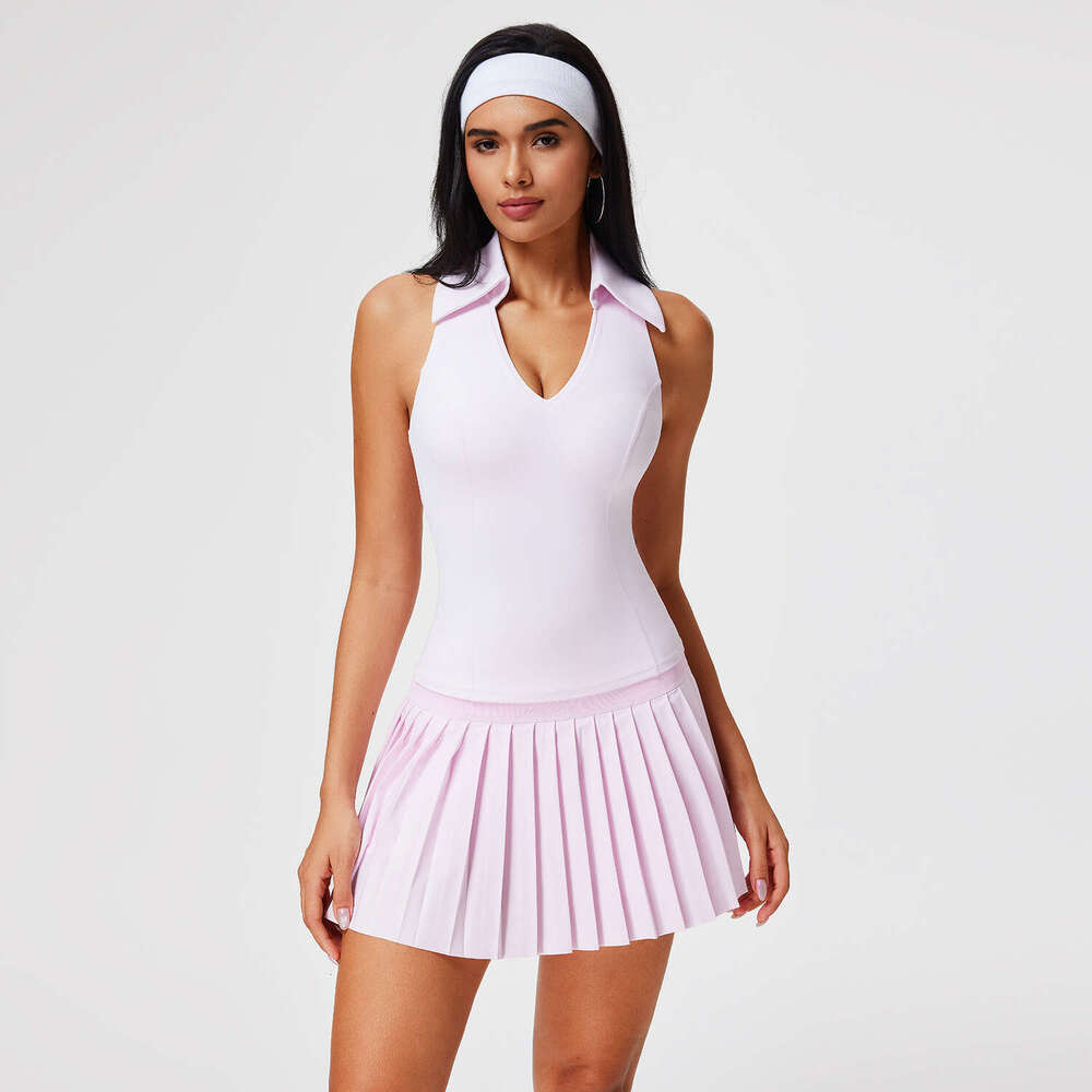 Cross-Border Sports for Women Summer Outdoor Casual Short Skirt Vest Running Fitness Yoga Tennis Wear with Chest Pad Top Two-Piece Set