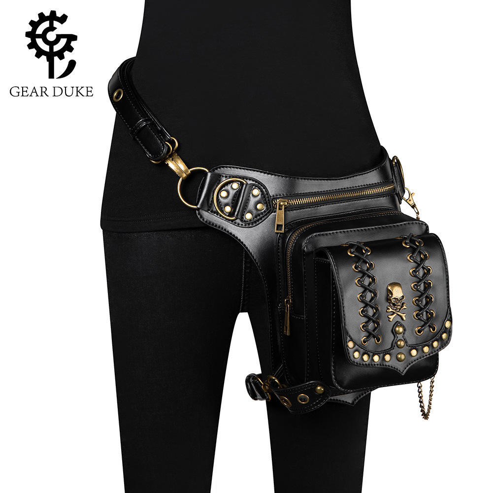 2022 New Women Punk Women's Crossbody Halloween Outdoor Riding Motorcycle Waist Bag ddmymoon