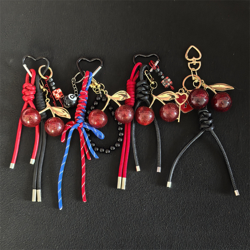 High-end Miu Series Bag Pendant Unique Cherry Accessories Keychain Hanging Decoration Korean Style Ins High-Value Backpack Pendant 250726