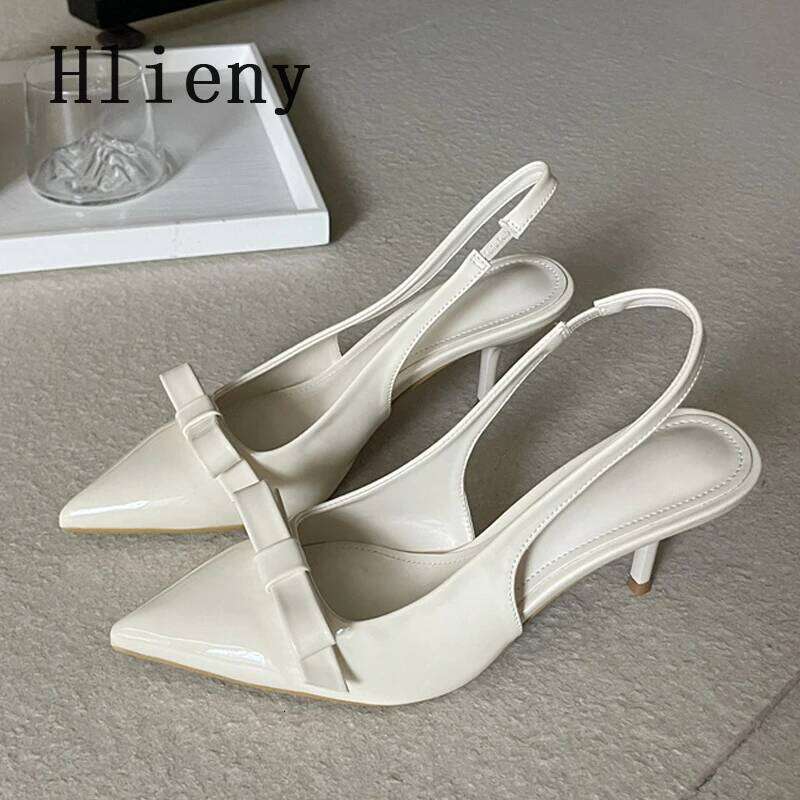 Hlieny Designer Bowknot Pointed Toe High Heels Mules Women Pumps Fashion Slides Sexy Slingback Sandals Elegant Party Dress Shoes