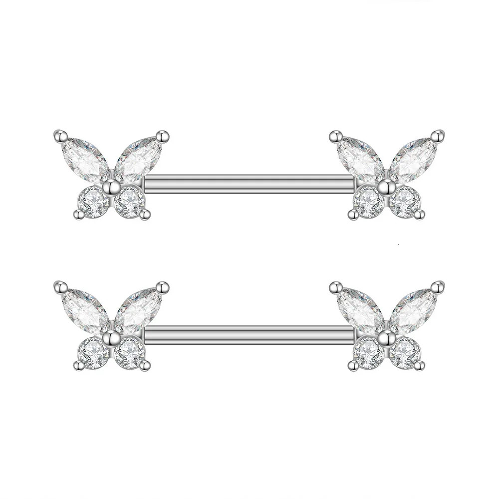 2pcs 316L Steel Maple Leaf Nipple Rings Barbell Butterfly Wing Shield Piercing for Women Girls Sexy Nipple Piercing Body Jewelry 250722