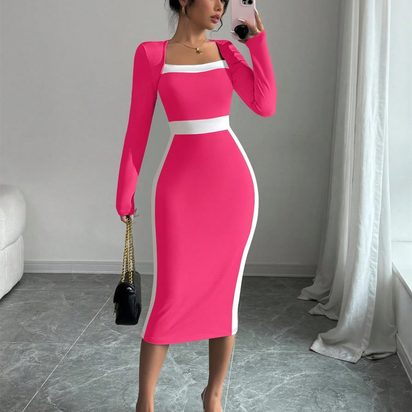 new Free shipping designer dress for women Casual and minimalist dress slim fit and slimming mid length skirt