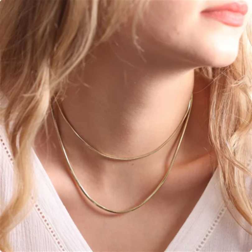 1/3/5pcs 45/50/60/70cm Fashion Stainless Steel 1.5mm Square Snake Chain Gold/Silver Color Necklaces For Women Men Vogue Jewelry XJ250708