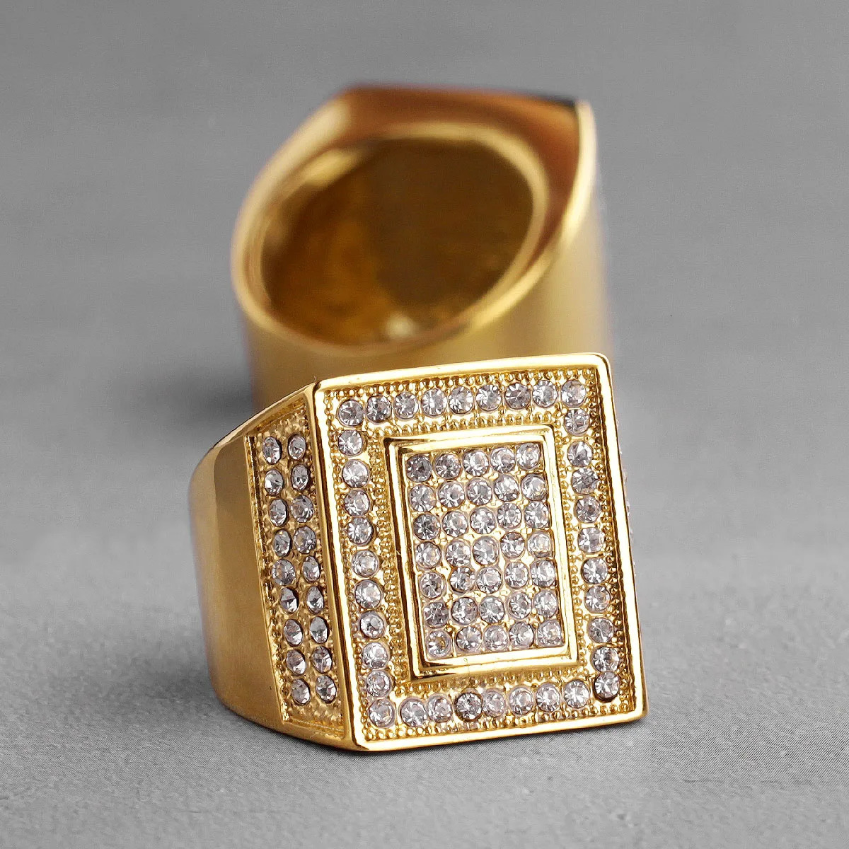 Rhinestone Stainless Steel Mens Rings Simple Trendy For Male Boyfriend Biker Jewelry Creativity Gift Wholesale 250723