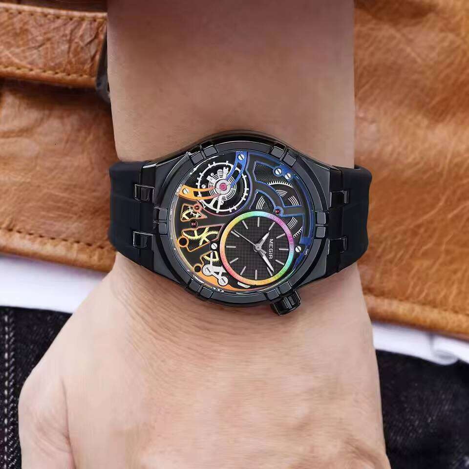 DHgargets MEGIR 8111 Dopamine Watch - 45mm Silicone Strap, Luminous, Waterproof 30M, Japanese Miyota Quartz, Fashion Unisex Watch