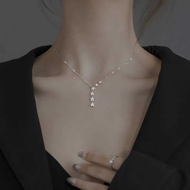 Star Tassel Pendant Necklace 925 Sterling Silver Clavicle Chain for Womens Fine Jewelry Z250910