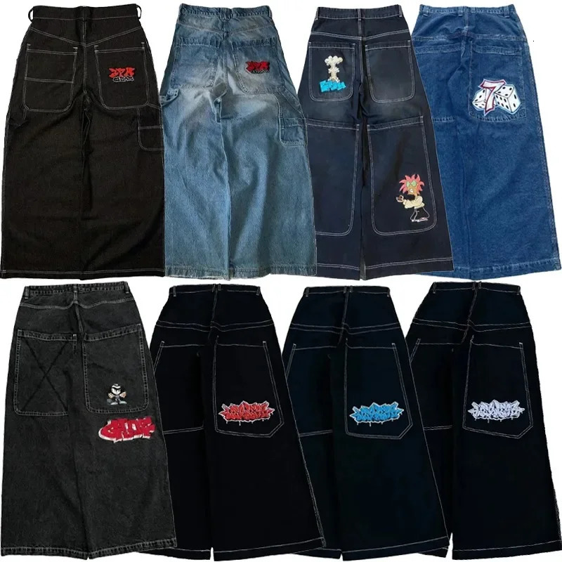 Harajuku Goth fashion Y2K Baggy Jeans vintage Embroidered high quality jeans men women Hip Hop streetwear Casual wide leg Jeans 250728