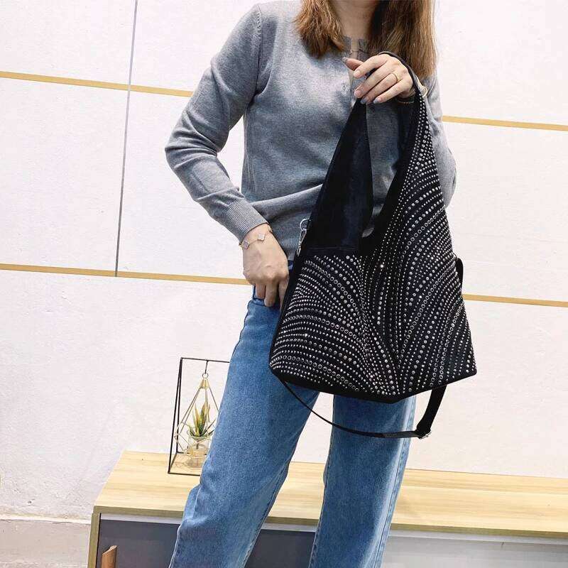 Trend Rhinestone Sequin Handbags For Women Ladies Large-Capacity Shiny Evening Party Bags Casual All-Match Fashion Shoulder Bag