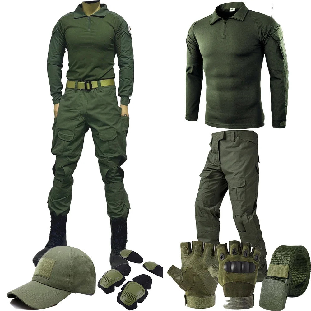 Green Tactical Suits Outdoor Uniform Men Clothing Training Suit Hunting Shirts Cargo Pants Paintball Mens Sets Wear Resistant 250724