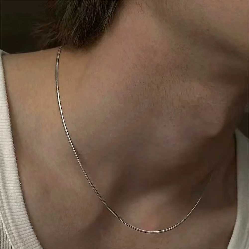 1.2mm Silver Color Stainless Steel Snake Bone Chain Necklace For Women Simple Chain Choker Titanium Steel Jewelry Fashion Gift XJ250708
