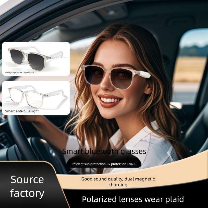 Smart Bluetooth Glasses designer Sunglasses Polarized UV Protection Blue Light Blocking Music Playback Calling Transparent Lens Replaceme