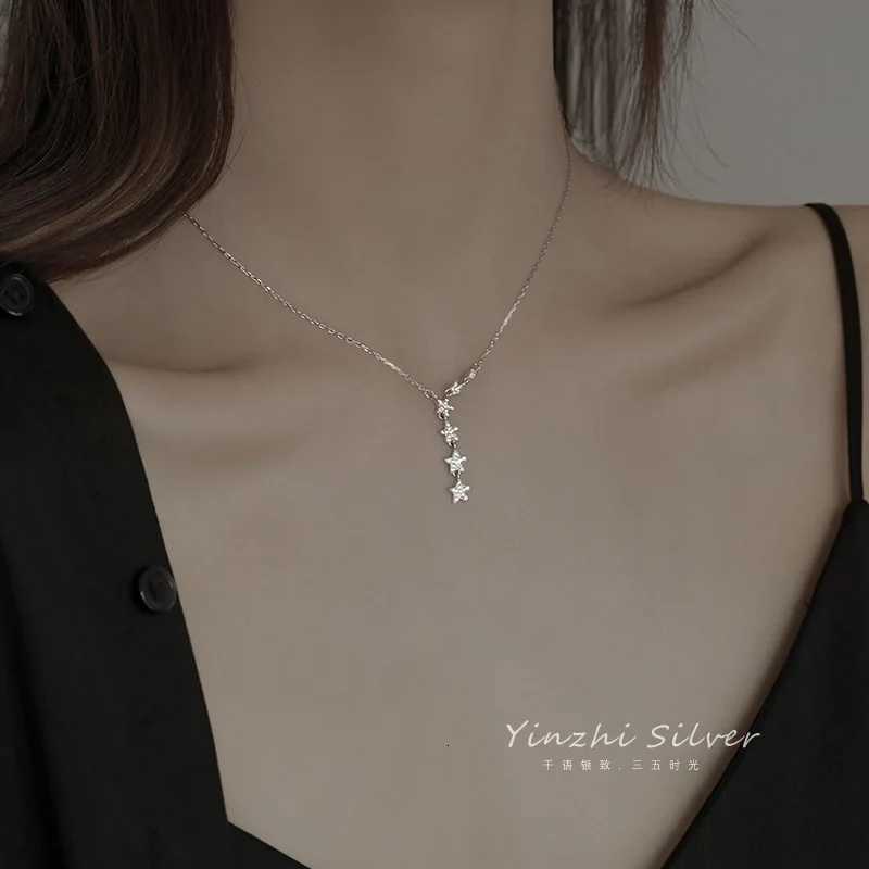 Star Tassel Pendant Necklace 925 Sterling Silver Clavicle Chain for Womens Fine Jewelry Z250910