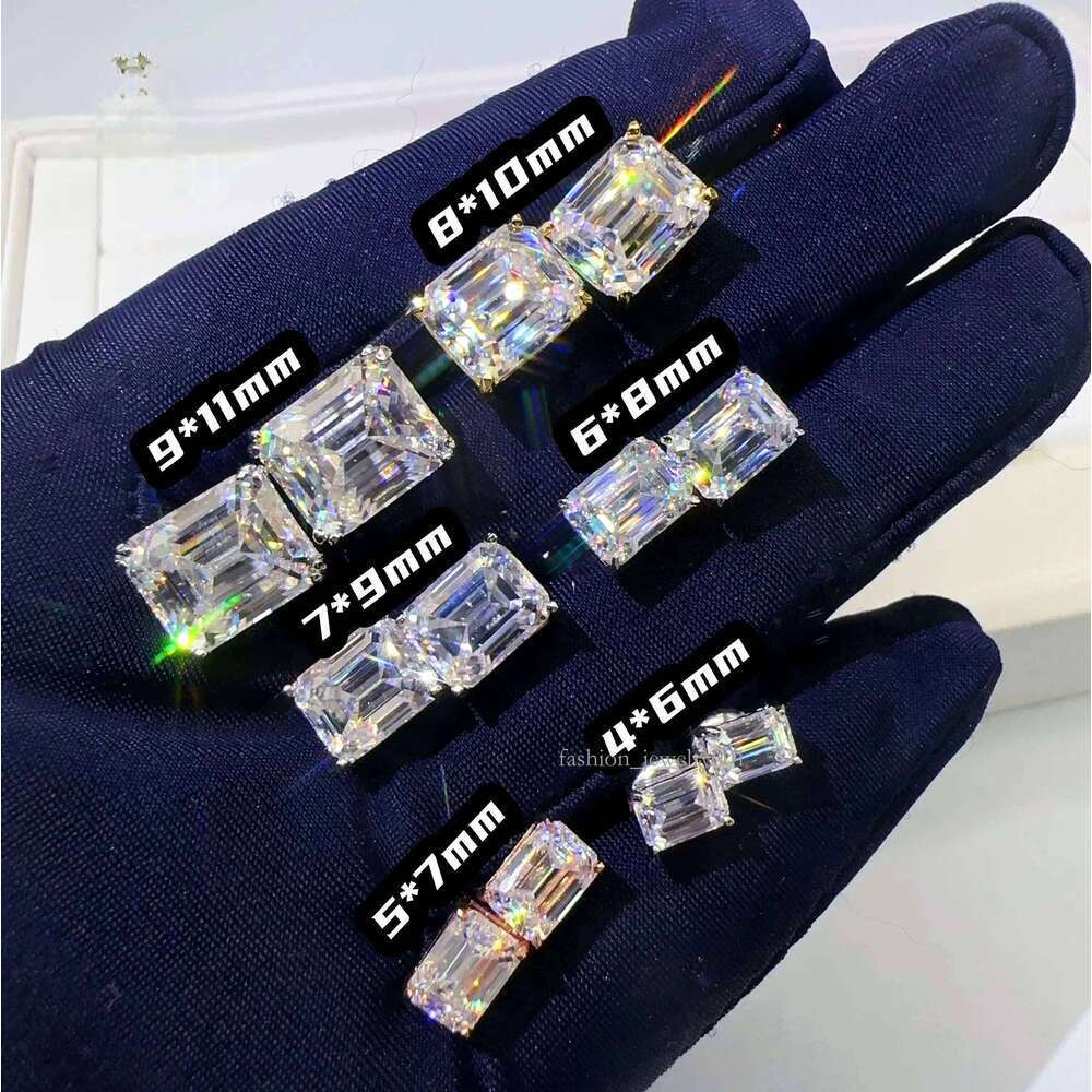 Zuanfa Wholesale Factory Price VVS Emerald Dia Sterling Sier Jewelry Screw Back Moissanite Stud Earrings