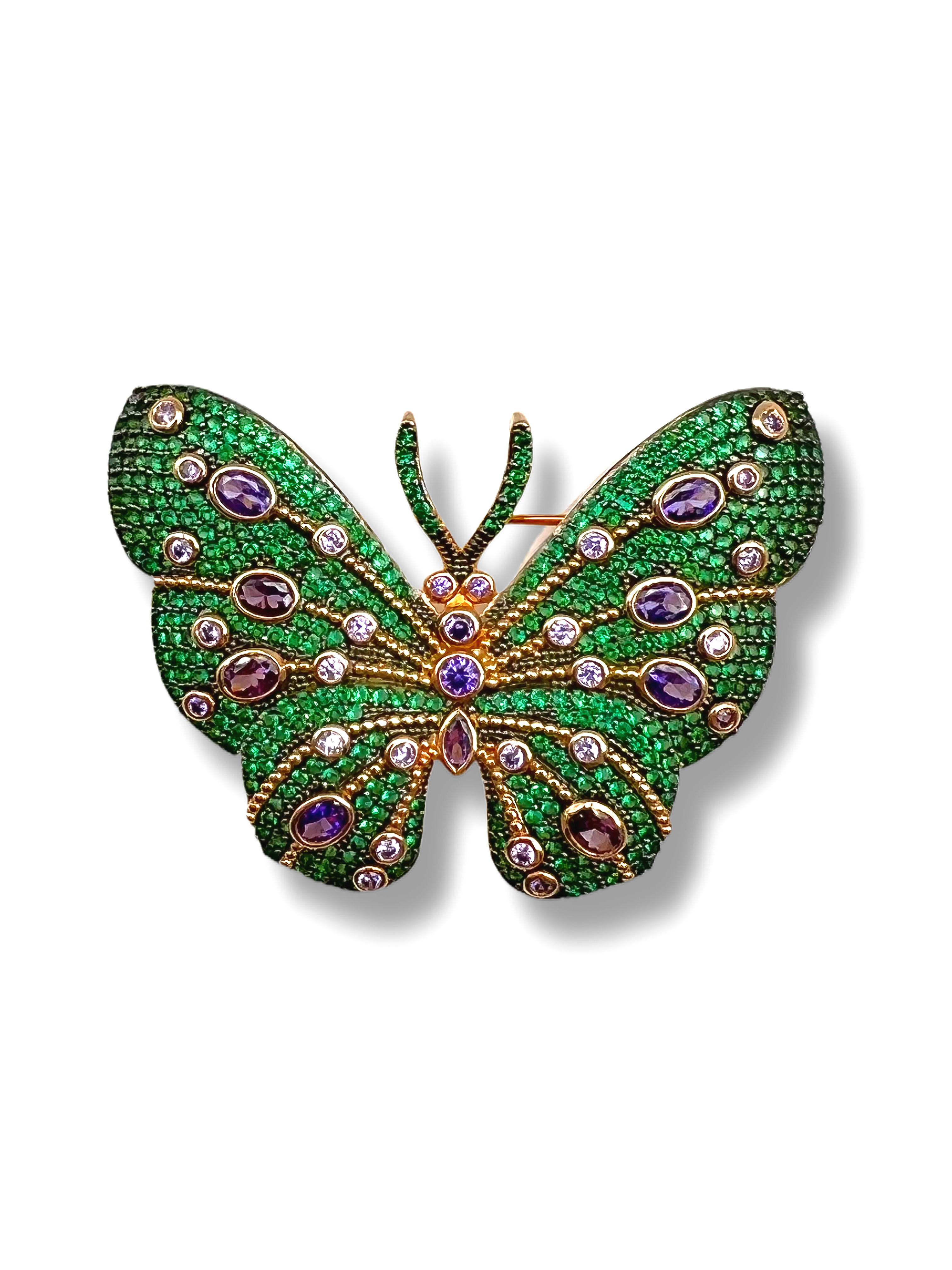 Elegant 18K Gold Plated Butterfly Brooch Luxury Composite Metal Lapel Pin