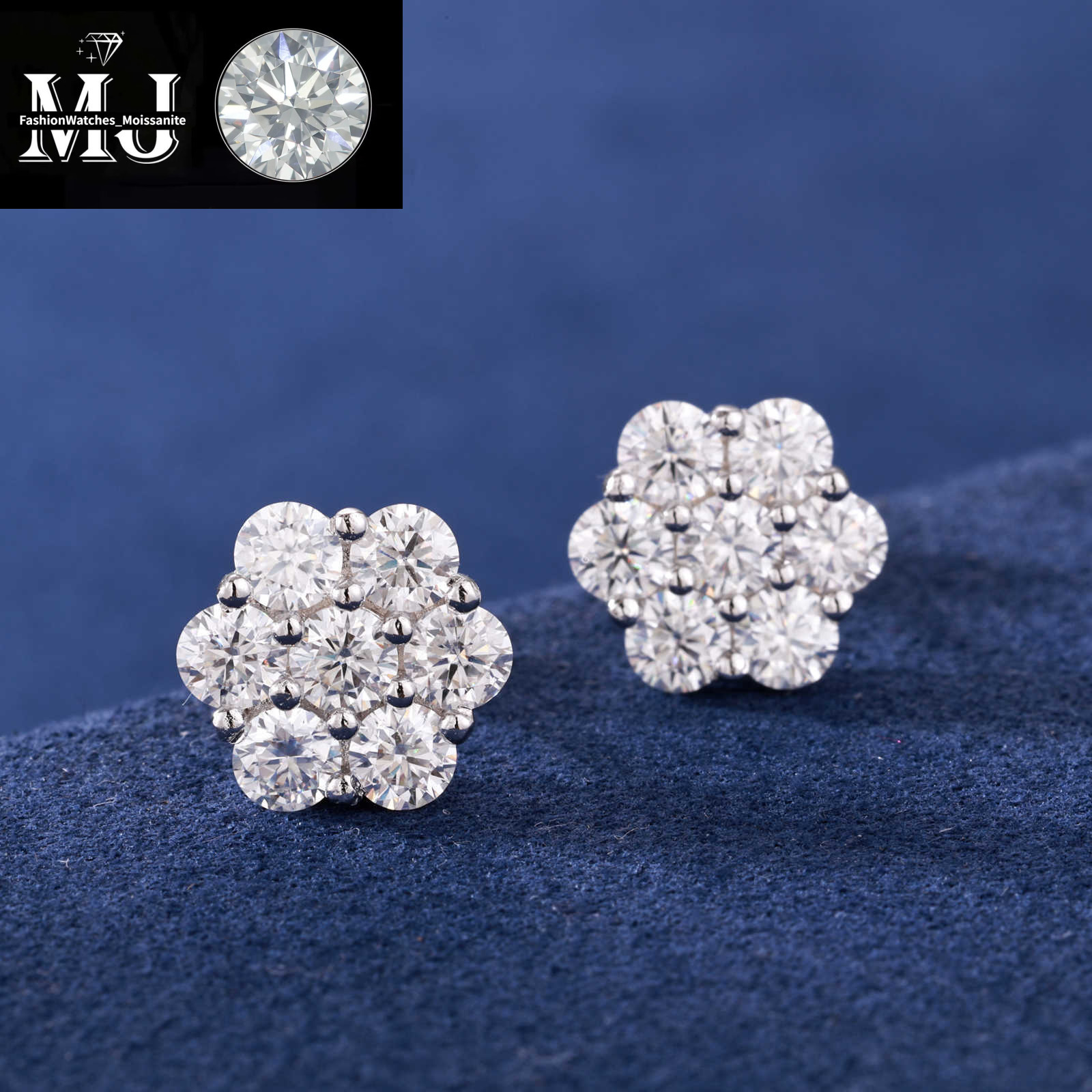 Bulk Wholesale Multi Size Cluster Moissanite wer Stud Earrings Sterg Sier VVS Dia Fine Jewelry Men Women