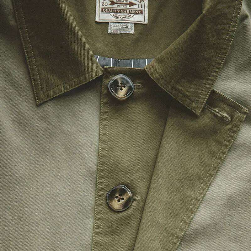 Maden Casual Balaan Trench Coat Men's Ameki Loose Green Windbreaker Heavyweight Twill Long Jackets Vintage Overcoats