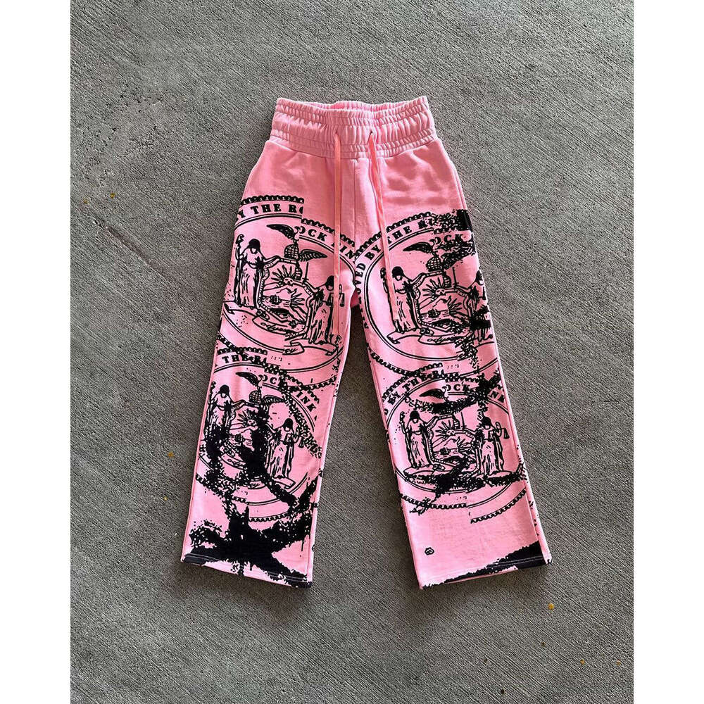 Loose Drawstring Elastic Waist with Printed Pattern Dark Anime High Street Style Pants Sweatpants