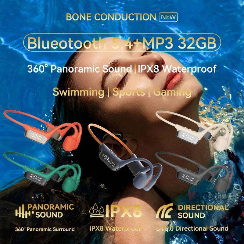 Designer Famous Brand Bluetooth True Bone Conduction Headphones Waterproof DT MP Built In GB Memory LED Digital Display For Swiming