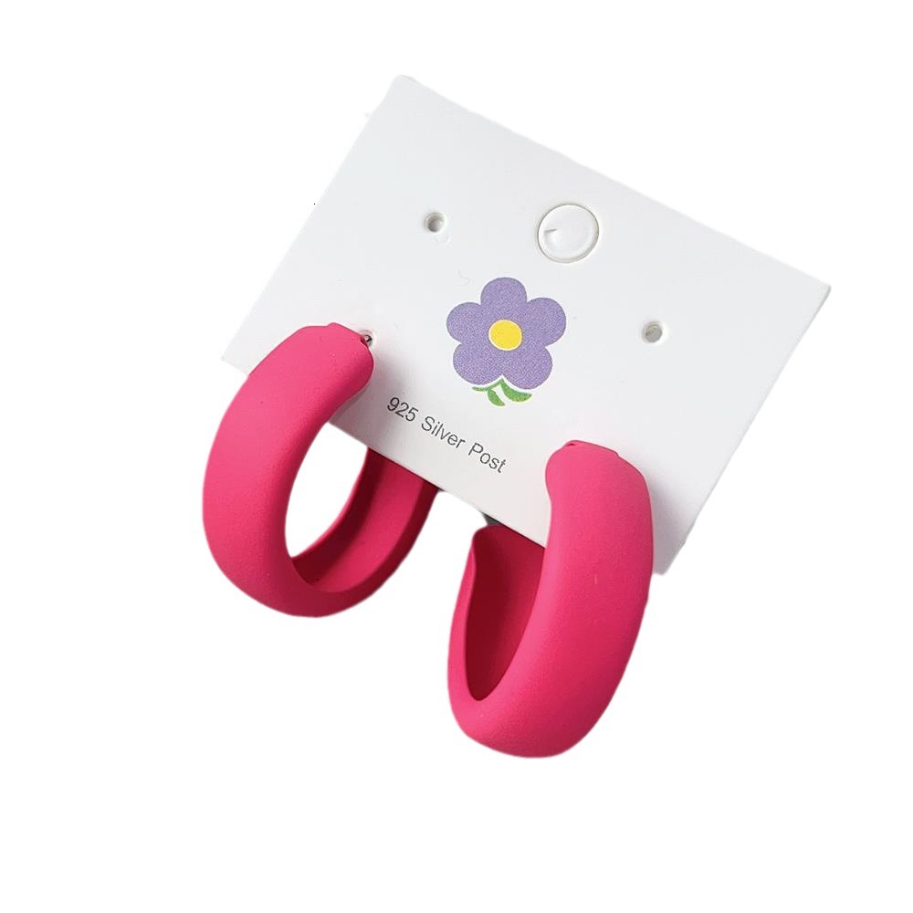 High-End Rose Red Hoop for Women S Sier Needle Clips Earrings Without Piercing Sweet Cool Hot Girl Ear Accessories