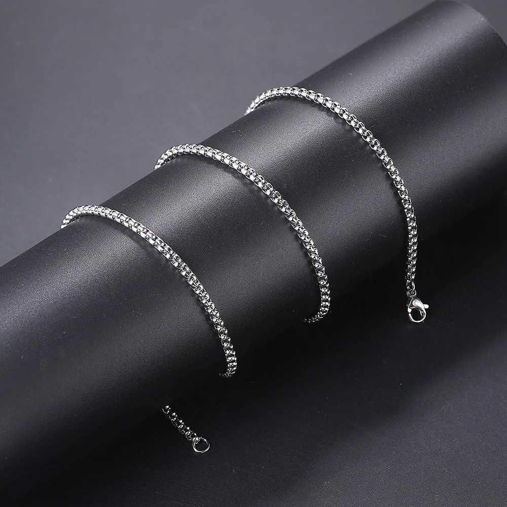 3mm Width 60cm Length Stainless Steel Round Box Chain For Men Boys Square Rolo Necklace Women Hip Hop Jewelry Gifts C021 XJ250708