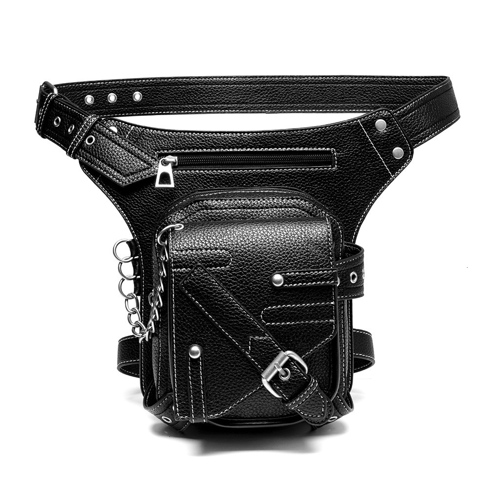 Women Leg Chain Motorcycle PU Leather Outdoor Men Waist Bag ddmymoon
