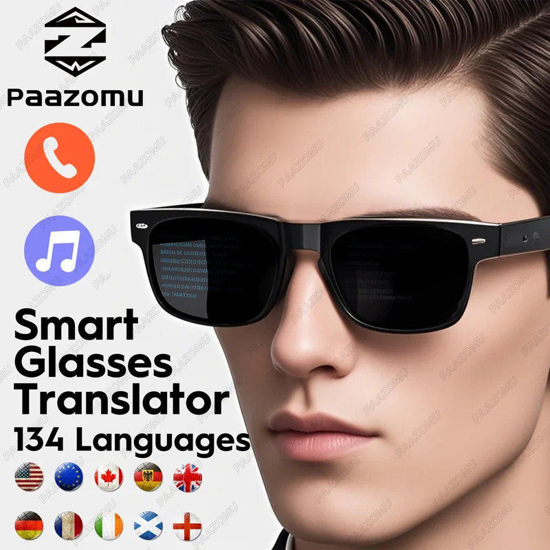STEYAFRO Smart Glasses 134 Online Language AI Automatic Dialogue Translation Bluetooth Glasses with Speaker Sports UV Protection 250728