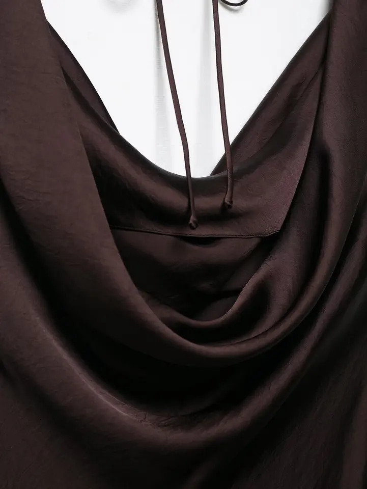 ETJ TRAF Spring womens ZW series elegant beautiful silk satin texture Vneck long dress party red dress 250728