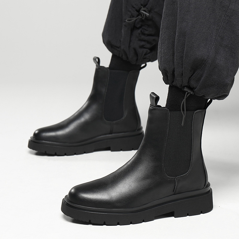 Large Size Autumn Winter Men's British Style Short Tube Fleece Lined Warm Thick Sole Trendy Martin Boots 6032-H