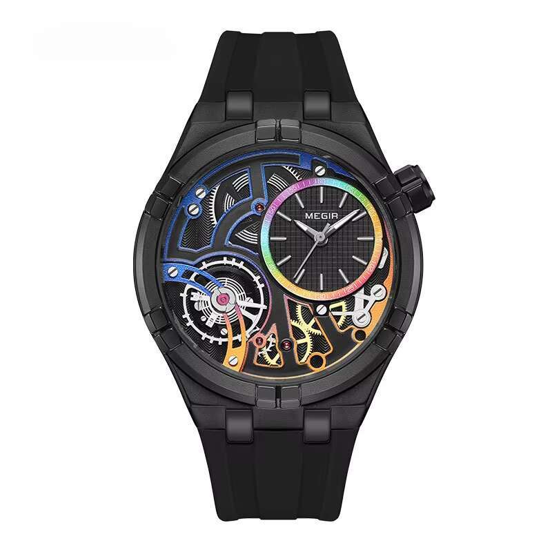 DHgargets MEGIR 8111 Dopamine Watch - 45mm Silicone Strap, Luminous, Waterproof 30M, Japanese Miyota Quartz, Fashion Unisex Watch