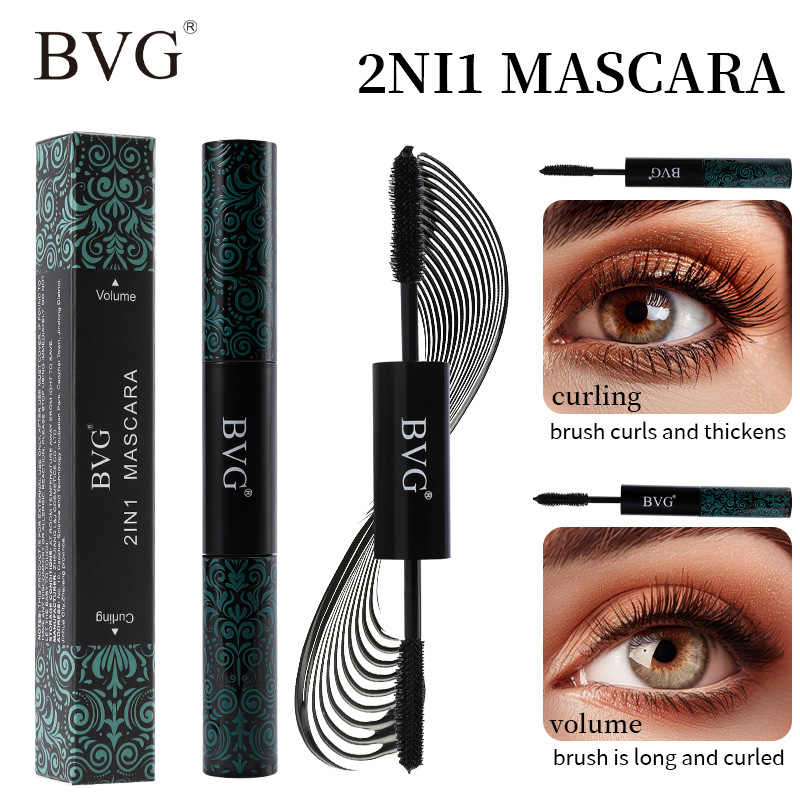 2 in 1 Mascara Eyelashes Extension Lengthens Waterproof Volume Long Lasting Black Silk Fiber Double Head Mascara Female Makeup Mascara Waterproof Does