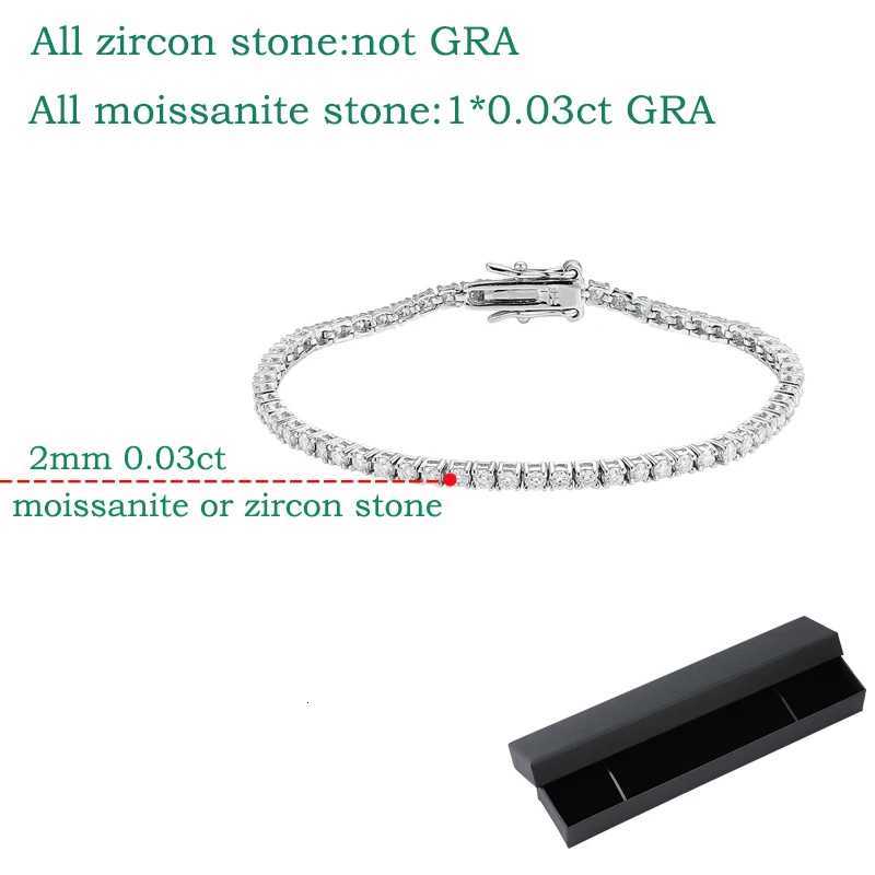 2MM D Color 100% Real Moissanite Tennis Bracelet for Women Lab Diamond Original Silver 925 Jewelry Hip Hop Party Chain W250728
