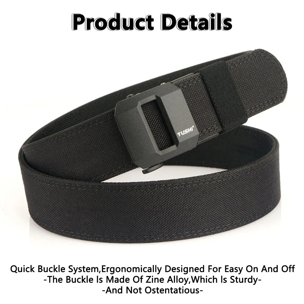 TUSHI Belt Hard Tactical for Men Metal Automatic Buckle IPSC Gun 1100D Nylon Military Outdoor Sports Girdle Male 250716
