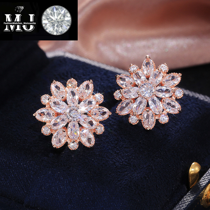 Summer Beach Moissanite wer Earrings For Women Sterg Sier Double Shining CZ Zircon Dia Stud Earring brincos Wedding Party Gifts